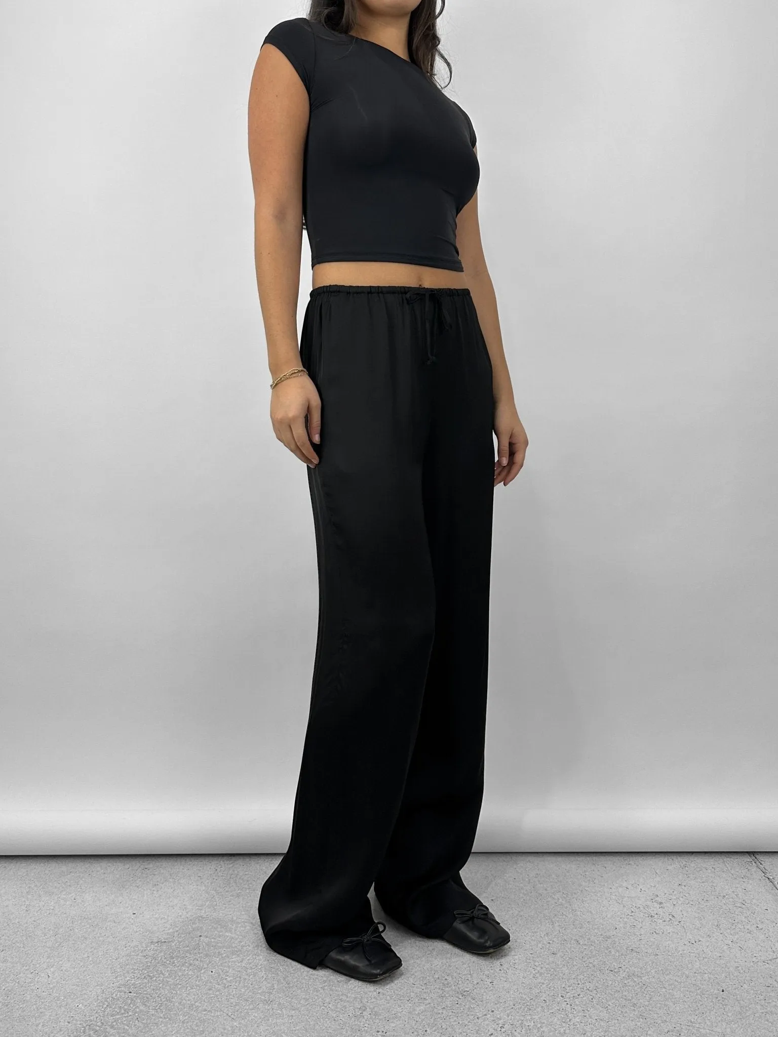 Relaxed Satin Drawstring Pants