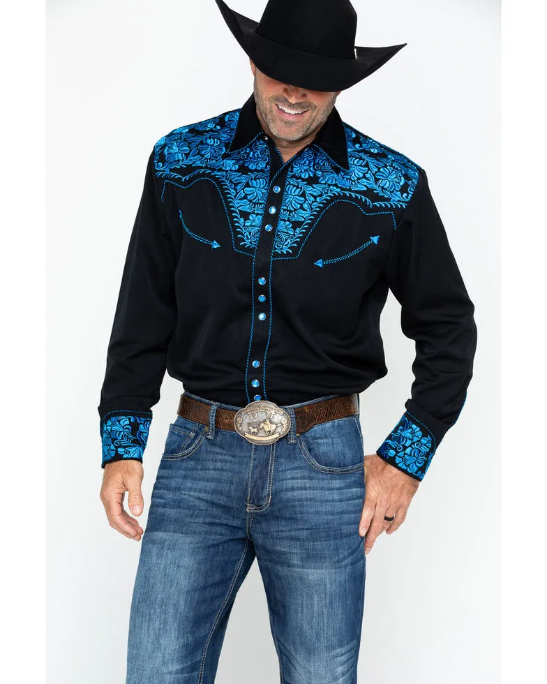 Scully Men's Western Woven Gunfighter Royal Shirt