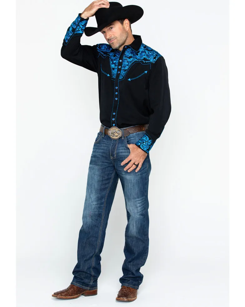 Scully Men's Western Woven Gunfighter Royal Shirt