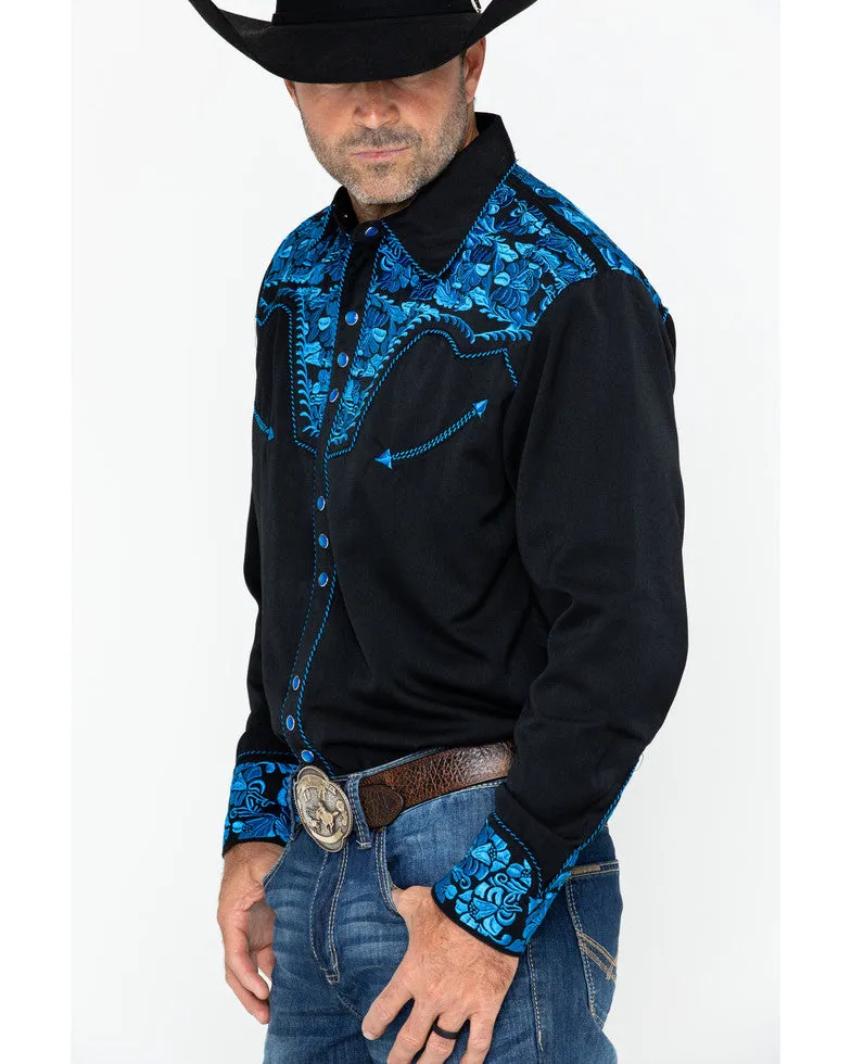 Scully Men's Western Woven Gunfighter Royal Shirt