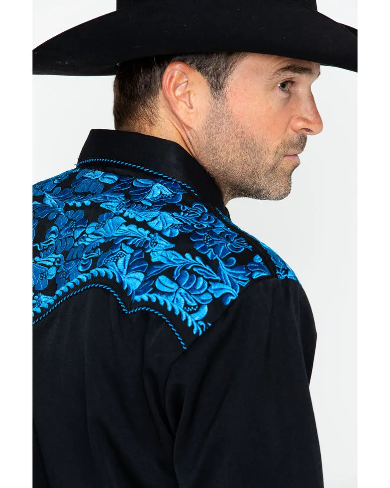 Scully Men's Western Woven Gunfighter Royal Shirt