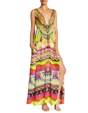 Shahida Parides Sarina Long V-Neck Maxi Dress in Yellow