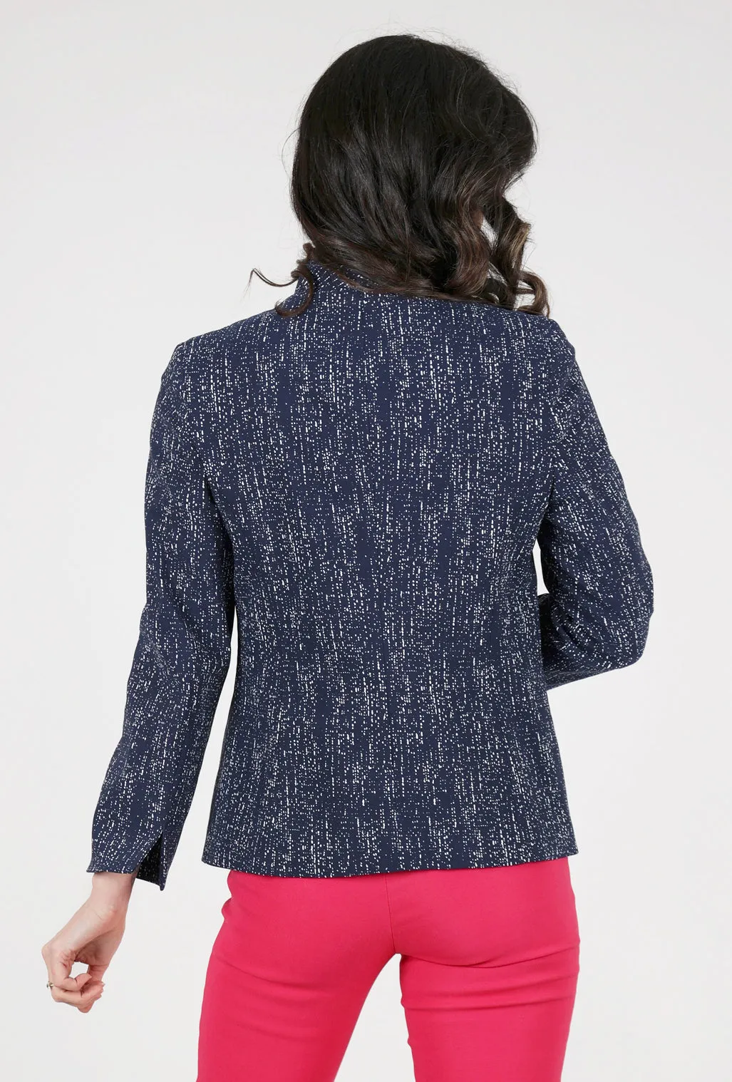 Shaped Print Jacket, Navy/White