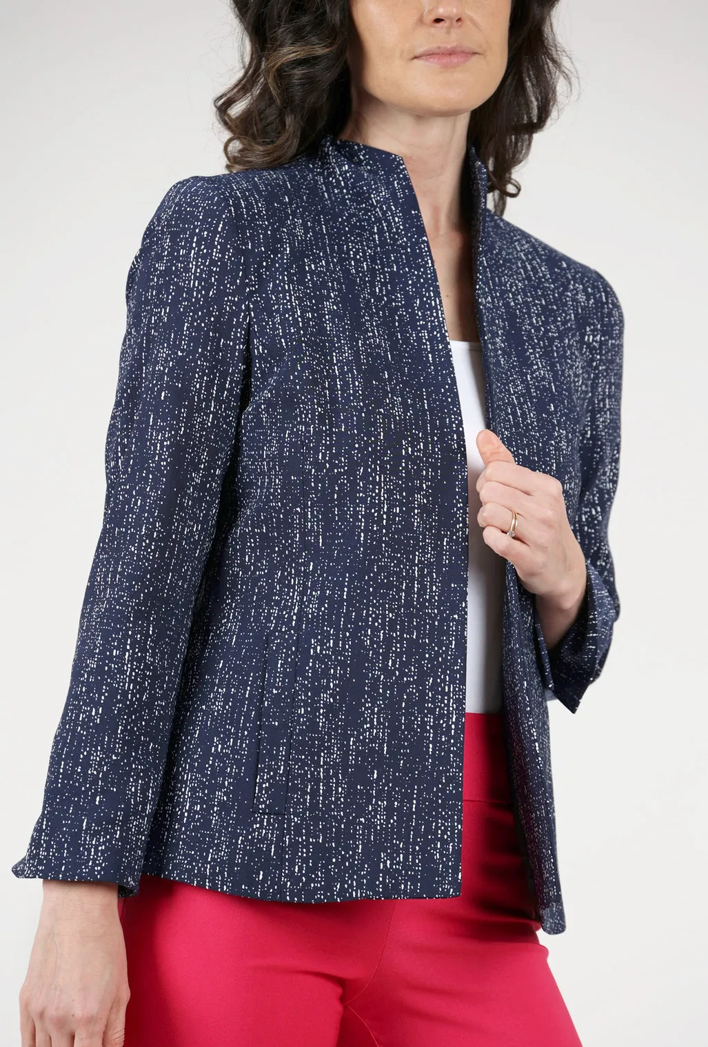 Shaped Print Jacket, Navy/White