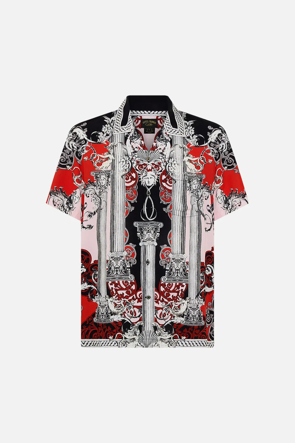 SHORT SLEEVE CAMP COLLARED SHIRT MARK OF MEDUSA