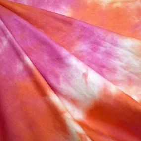 Soft Marble Dyed Jersey French Terry Magenta/Persimmon