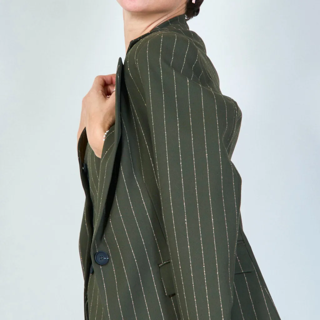 Striped single-button blazer with notch lapel wholesale