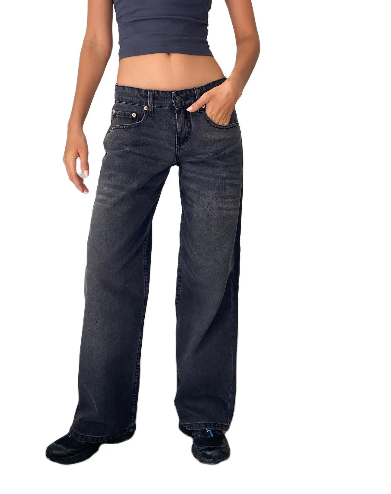 Washed/Stonewashed Straight Leg Mid Rise Jeans (5 colors)