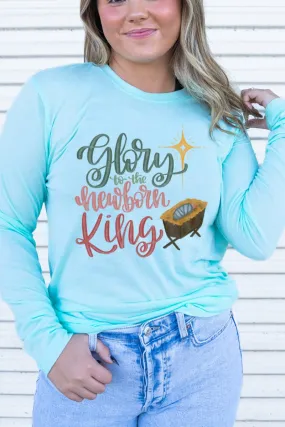 Watercolor Glory To The Newborn King Adult Soft-Tek Blend Long Sleeve Tee