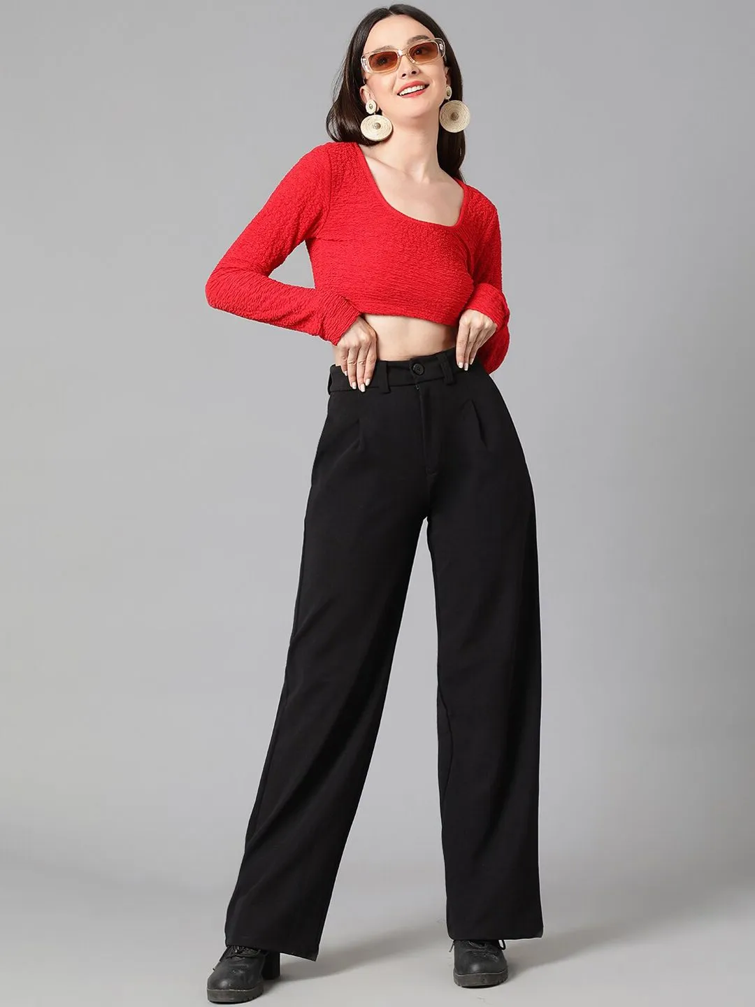 Women Regular Fit Solid Formal Trousers Pack of 3