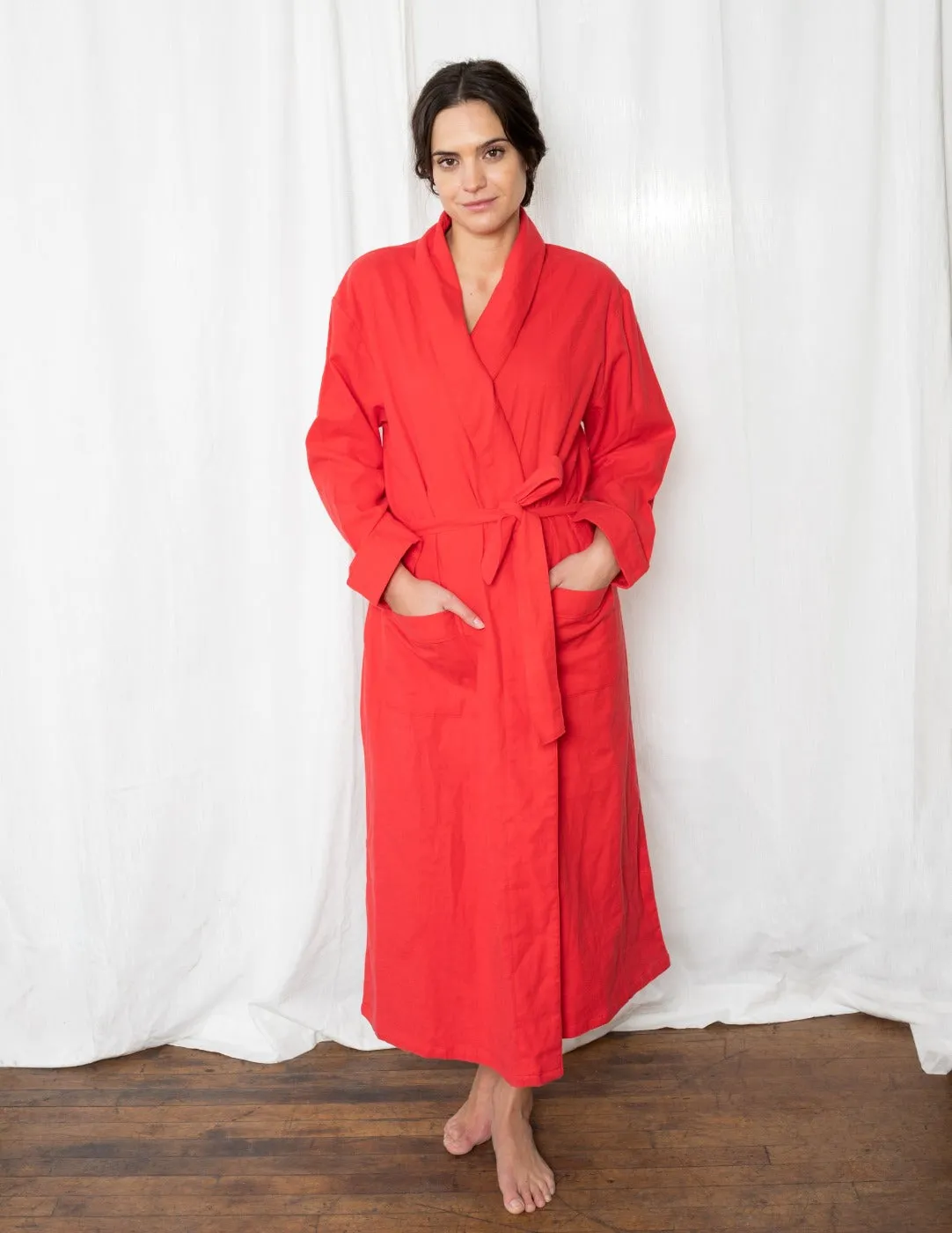 Women's Solid Color Flannel Robe